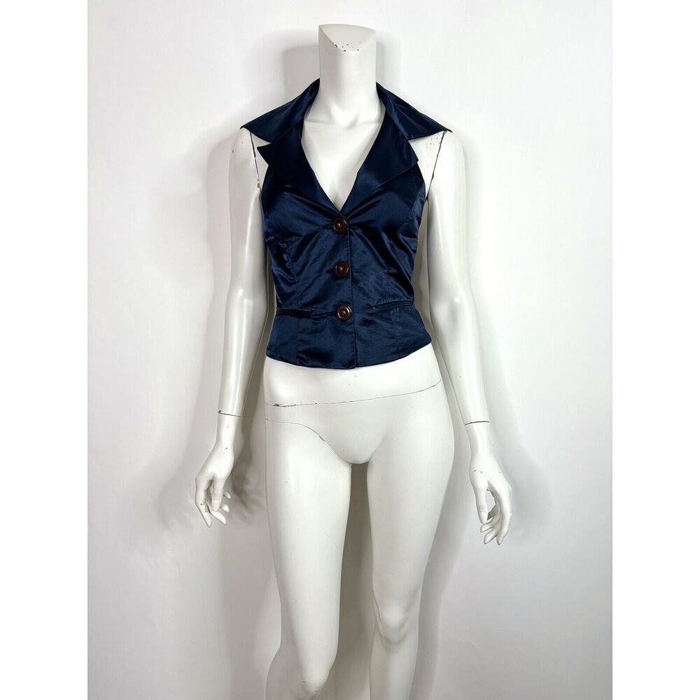 Vtg Vivienne Westwood Blue Vest Halter Top S 40